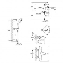 Набор смесителей Grohe Grohtherm 1000 + Eurosmart 34101TM