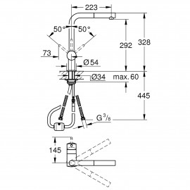 Набор Grohe мойка кухонная K500 31573SD0 + смеситель Minta 32168000