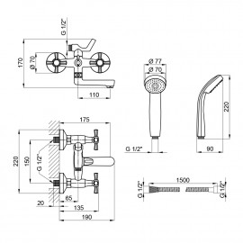 Смеситель для ванны Qtap Liberty ANT 140-2