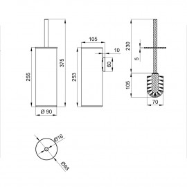 Ершик для унитаза Qtap Liberty ORO 1150