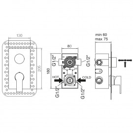 Смеситель скрытого монтажа для ванны Bianchi Dream INDDRM2304CRM на три потребителя