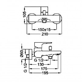 Смеситель для ванны Bianchi Fly VSCFLY200407300CRM