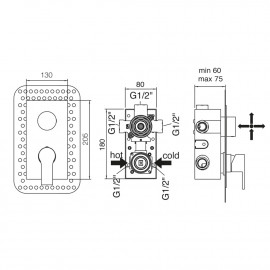 Смеситель скрытого монтажа для ванны Bianchi Fly INDFLY2304073CRM на три потребителя