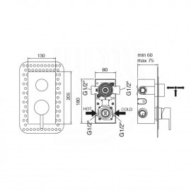 Смеситель скрытого монтажа для душа Bianchi Mini INDMIN2303CRM на два потребителя