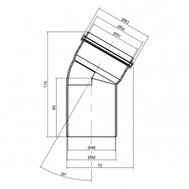 Колено PPR канализационное TA Sewage 50, 30°