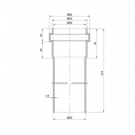 Труба PPR канализационная TA Sewage 50х1,8, 0,315 м