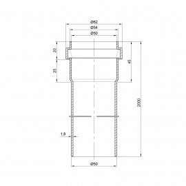 Труба PPR канализационная TA Sewage 50х1,8, 2 м
