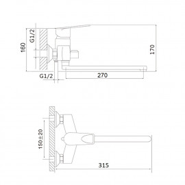 Смеситель для ванны Brinex 41C 005N