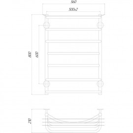 Полотенцесушитель электрический Qtap Yunost (CRM) P7 500х800 RE с полкой