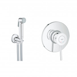 Комплект инсталляция Grohe Rapid SL 38722001 + унитаз с сиденьем Qtap Jay QT07335176W + набор для гигиенического душа со смесителем Grohe BauClassic 2904800S