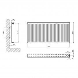 Радиатор стальной Aquatronic 22 тип 600х1200 нижнее подключение