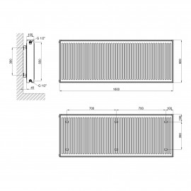 Радиатор стальной Aquatronic 22-К 600x1600 нижнее подключение