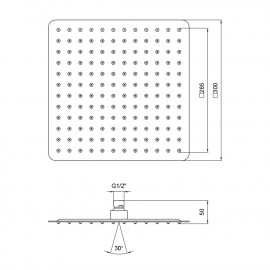 Лейка для верхнего душа Lidz (CRM) 51 10 104 30, 30х30 см