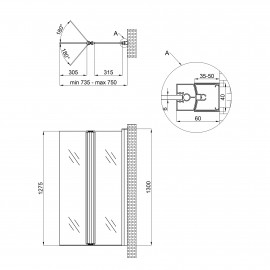 Штора на ванну Qtap Gemini CRM407513RP стекло Pear 6 мм, 75х130 см