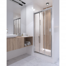 Душевая дверь в нишу Qtap Unifold CRM208.C4 78-81x185 см, стекло Clear 4 мм, покрытие CalcLess