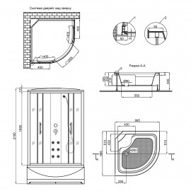 Гидромассажный бокс Lidz Majatek SBM100x100.BLA.HIGH.TR, стекло прозрачное 5 мм