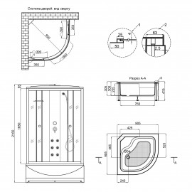 Гидромассажный бокс Lidz Tani SBM90x90.SAT.HIGH.FR, стекло Frost 4 мм