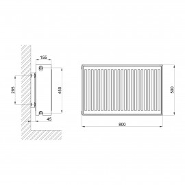Радиатор стальной Aquatronic 33 тип 500х800 боковое подключение