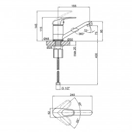 Смеситель для кухни Lidz (CRM) Cosmos 80 003 01 150 мм