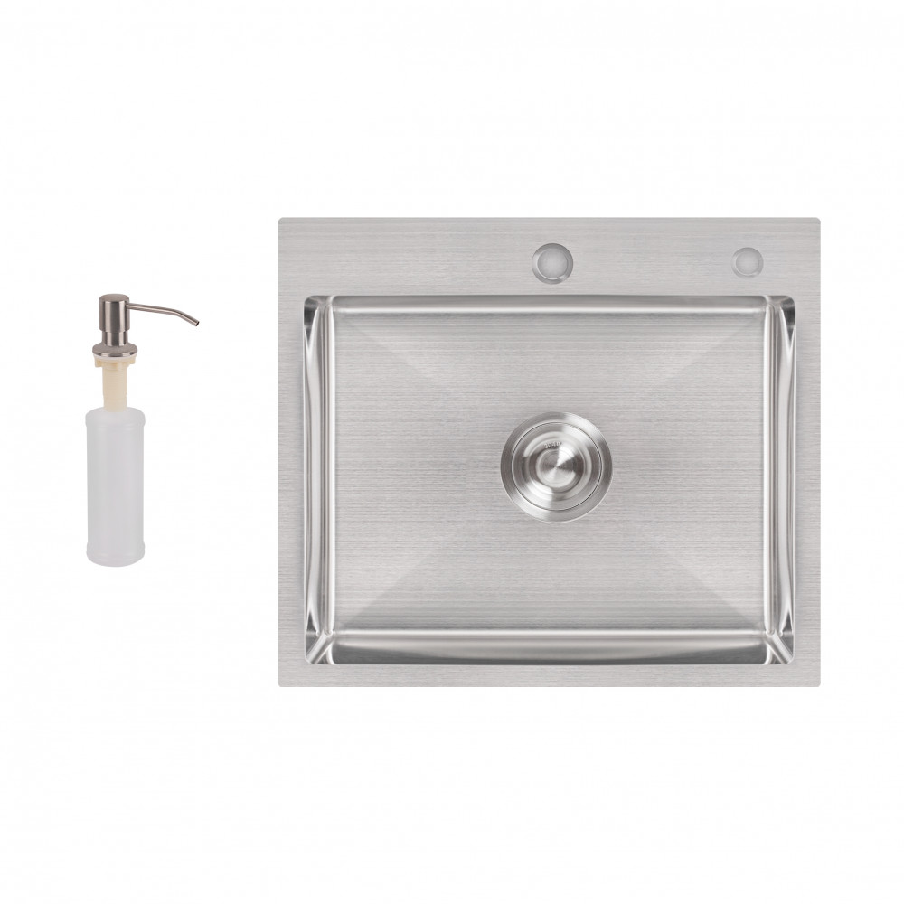 Набор 2 в 1 Lidz кухонная мойка H5045 3.0/1.0 мм Brush + дозатор для моющего средства