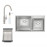 Набор 4 в 1 Qtap кухонная мойка с двумя чашами S7843 2.7/1.0 мм Satin + смеситель + сушилка + дозатор для моющего средства