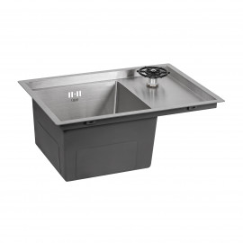 Кухонная мойка с крышкой и омывателем Qtap DC5638 3.0/1.2 мм Satin (QTDC56383012)