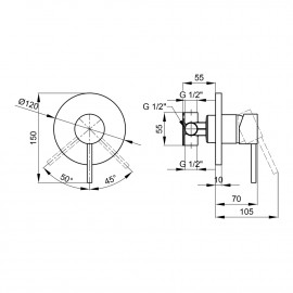Смеситель скрытого монтажа для душа Qtap Spring CRM 010-1