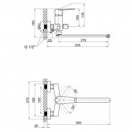 Смеситель для ванны Qtap Terezin 3224101GC