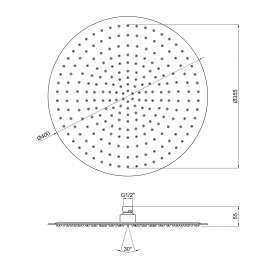 Лейка для верхнего душа Qtap Hlavova S400O1ZCC