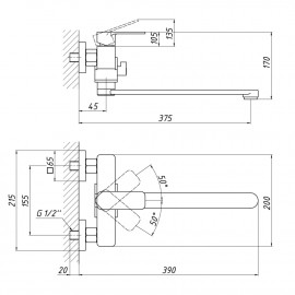 Смеситель для ванны Qtap Namesti 3225102GC