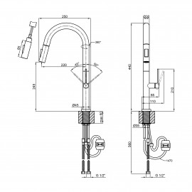 Смеситель для кухни Qtap Lenicka 9138103UN с выдвижным изливом