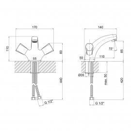 Смеситель для раковины Lidz (CRM) Mix 17 161