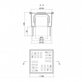 Трап Lidz (WHI) 60 07 T002 00 вертикальный с пластиковой решеткой 150х150