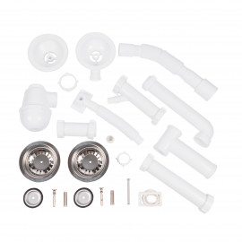 Сифон двойной для кухонной мойки Lidz (WHI) 60 05 M003 00 с отводом для стиральной машины (выход 50 мм)