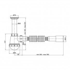 Сифон для кухонной мойки Lidz (WHI) 60 05 M001 00 (выход 50 мм)