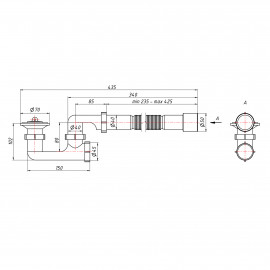 Сифон для душевого поддона Lidz (WHI) 60 04 P001 00 с ревизией (выход 40/50 мм)
