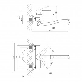 Смеситель для кухни Qtap Alza 9751104UC