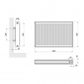 Радиатор стальной Aquatronic 22 тип 600х900 нижнее подключение