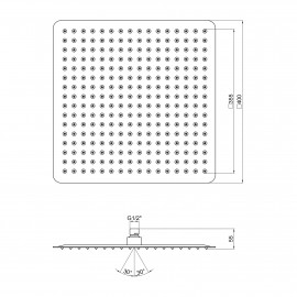 Лейка для верхнего душа Qtap Hlavova S400N1ZBB