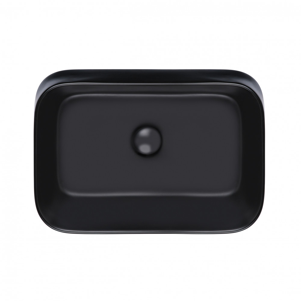 Раковина-чаша Qtap Scorpio 550х390х120 Matt black с донным клапаном QT14112243MB