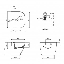 Раковина подвесная моноблок Qtap Leo 540х450х430 White с донным клапаном QT111101GW
