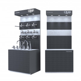 Стенд Qtap під змішувачі premium 2300x1000x600 мм, LED підсвічування, графіт + сірий (комплект)