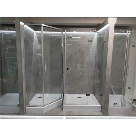 Стенд Qtap для душкабин 2-х секционный 2400х2000х1100 мм, LED подсветка, серый (комплект)