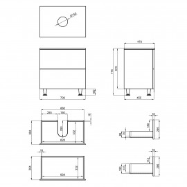 Тумба напольная Qtap Tern 700х616х469 Matt black со столешницей QT1780TNL702MB