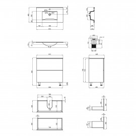 Комплект Qtap Tern 800х725х437 Matt black тумба напольная + раковина врезная QT1771TNL8023080CMB