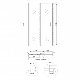 Душевая дверь в нишу Qtap Taurus CRM208-9.C6 80-90x185 см, стекло Clear 6 мм, покрытие CalcLess