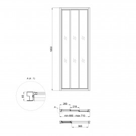 Душевая дверь в нишу Qtap Uniford CRM207.C4 68-71x185 см, стекло Clear 4 мм, покрытие CalcLess