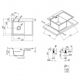 Набор 2 в 1 Lidz кухонная мойка H6350L 3.0/0.8 мм Brush + дозатор для моющего средства