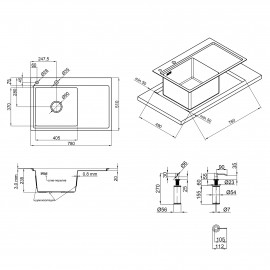 Набор 2 в 1 Lidz кухонная мойка H7851L 3.0/0.8 мм Brush + дозатор для моющего средства