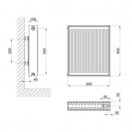 Радиатор стальной Aquatronic 22 тип 600х500 нижнее подключение